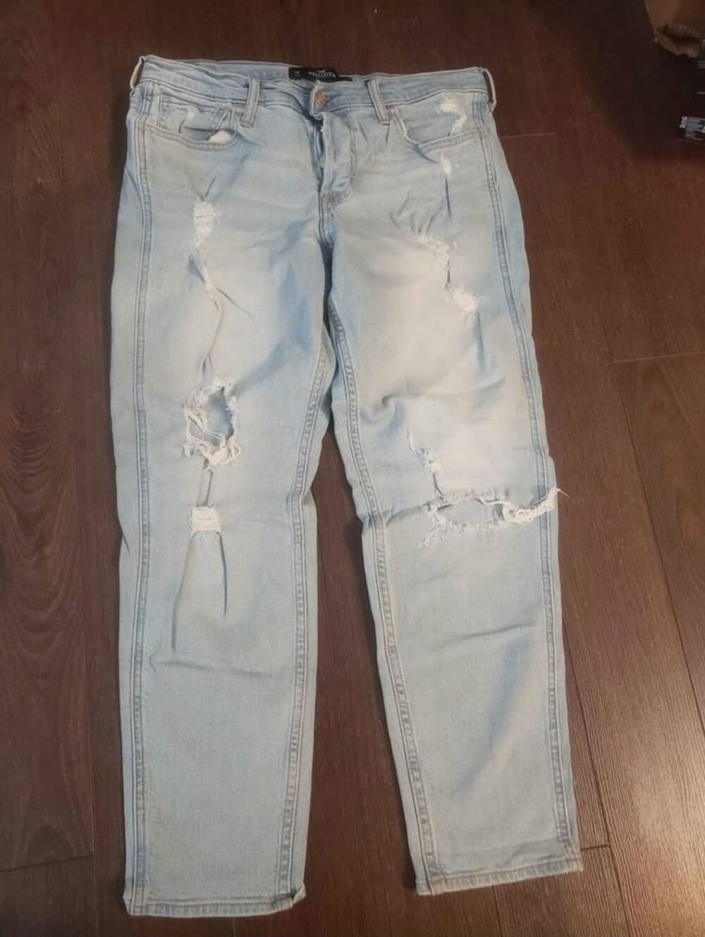 Hollister Light Blue Distressed Boyfriend Jeans